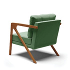 Poltrona Melissa Suede Verde Base De Madeira Castanho