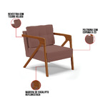 Poltrona Melissa Veludo Base De Madeira Castanho D03 - D'ross