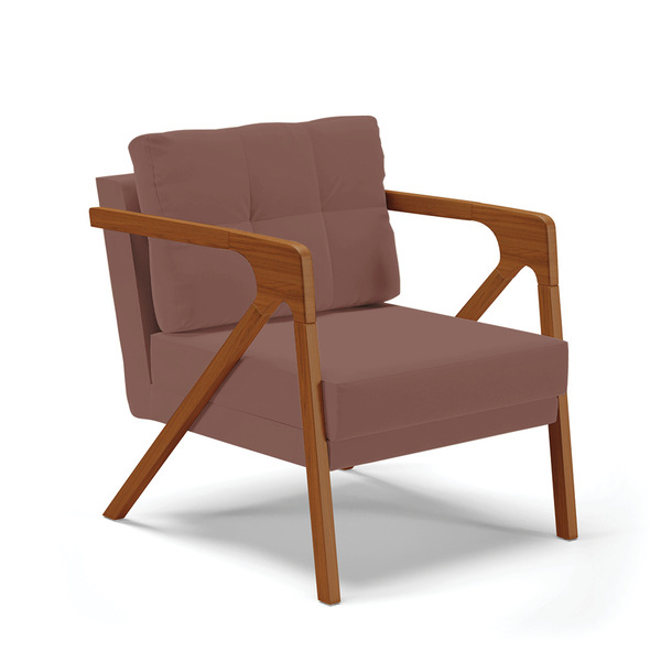 Poltrona Melissa Veludo Base De Madeira Castanho D03 - D'ross