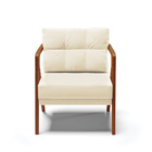 Poltrona Melissa Veludo Bege Base De Madeira Castanho