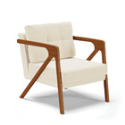 Poltrona Melissa Veludo Bege Base De Madeira Castanho