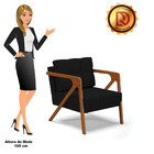 Poltrona Melissa Veludo Luxo Base De Madeira Castanho - D'ros