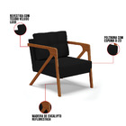 Poltrona Melissa Veludo Preto Luxo A81 Base De Madeira Castan