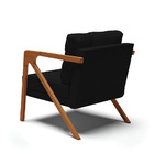 Poltrona Melissa Veludo Preto Luxo A81 Base De Madeira Castan