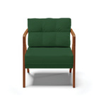 Poltrona Melissa Veludo Verde Base De Madeira Castanho