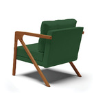 Poltrona Melissa Veludo Verde Base De Madeira Castanho