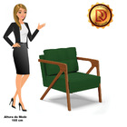 Poltrona Melissa Veludo Verde Luxo A136 Base De Madeira Casta