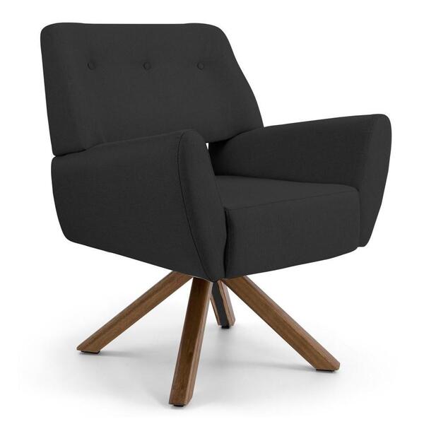 Poltrona Melli Base Giromad Giratória C-465 Linho Chumbo - Do