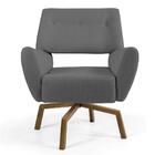 Poltrona Melli Base Ka Giratória Castanho B-317 Veludo Cinza