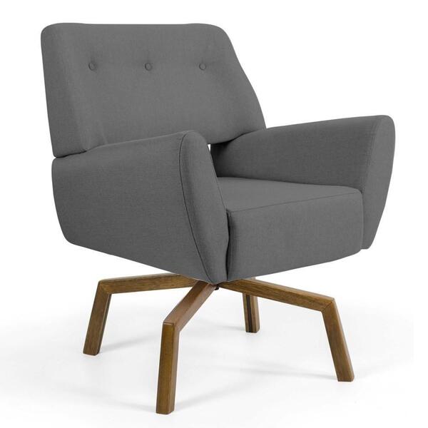 Poltrona Melli Base Ka Giratória Castanho B-317 Veludo Cinza