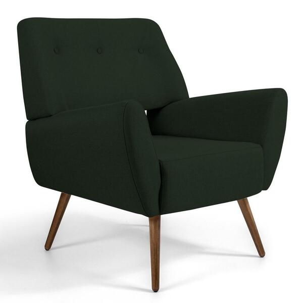 Poltrona Melli Pés Palito Madeira B-303 Veludo Verde Musgo -