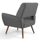Poltrona Melli Pés Palito Madeira B-317 Veludo Cinza - Domi