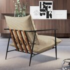 Poltrona Metal Industrial Agatha Luxo Bege