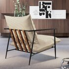 Poltrona Metal Industrial Agatha Luxo Bege Claro