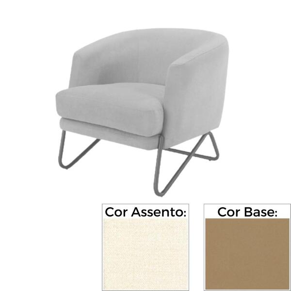 Poltrona Mh-3788 Herval Base Metal Laca Fosca Bronze Metaliza