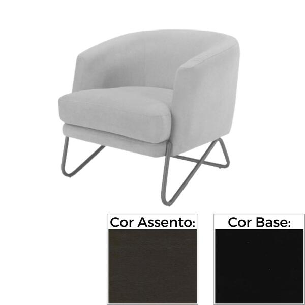 Poltrona Mh-3788 Herval Base Metal Laca Fosca Preto Metalizad