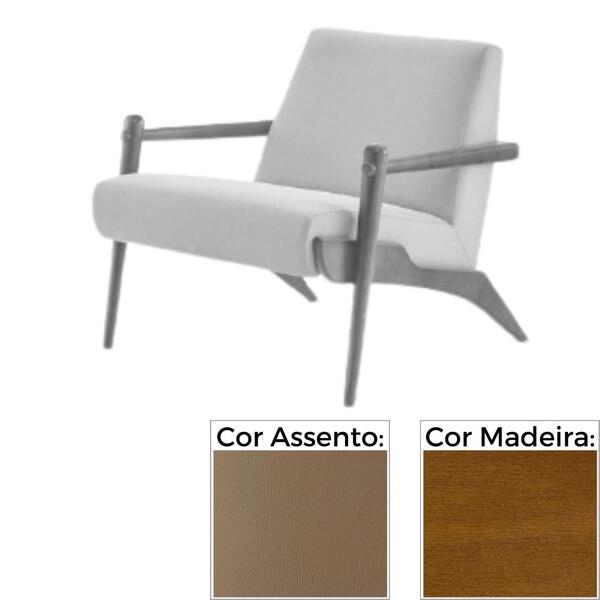 Poltrona Mh-3794 Herval Madeira Amêndoa Assento Estofado Marr