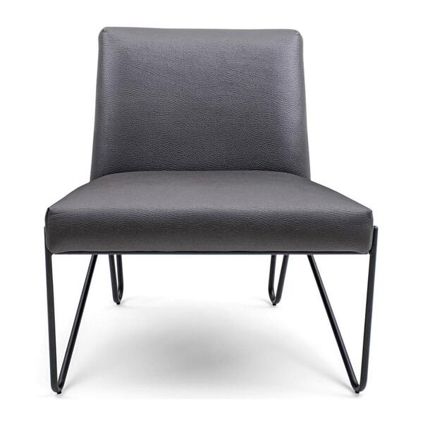 Poltrona Mh-3795 Herval Base Metal Laca Fosca Preta Assento E