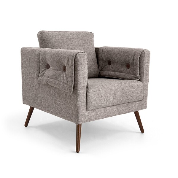 Poltrona Mia Linho Grafite C-473 Pés Palito Madeira - D'rossi