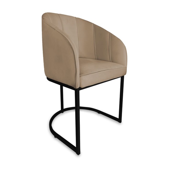 Poltrona Mia Suede Cappuccino Base Metálica Preta - Vallisa D