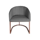 Poltrona Mia Suede Cinza Base Metálica Cobre - Vallisa Decor
