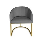 Poltrona Mia Suede Cinza Base Metálica Dourada - Vallisa Decor
