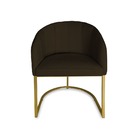 Poltrona Mia Suede Marrom Base Metálica Dourada - Vallisa Dec