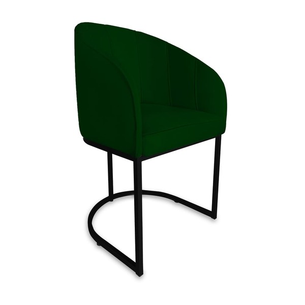 Poltrona Mia Suede Verde Base Metálica Preta - Vallisa Decor