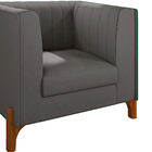 Poltrona Miami Suede Cinza Base De Madeira Castanho - D'rossi