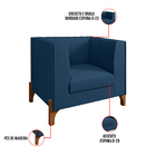 Poltrona Miami Veludo Azul Marinho Base De Madeira Castanho -