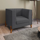 Poltrona Miami Veludo Base De Madeira Castanho - D'rossi - Gr