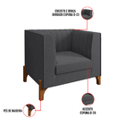 Poltrona Miami Veludo Grafite Base De Madeira Castanho - D'ro