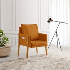 Poltrona Milão Veludo Premium Em Madeira C/ Bolsa Lateral Car