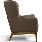 Poltrona Milena Base Madeira Corano Chocolate Linho Areia