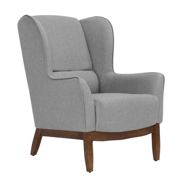 Poltrona Milena Linho Mescla Elefante E Madeira