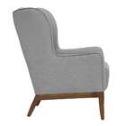 Poltrona Milena Linho Mescla Elefante E Madeira