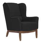 Poltrona Milena Linho Preta E Madeira