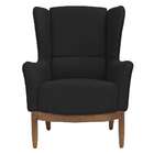 Poltrona Milena Linho Preta E Madeira