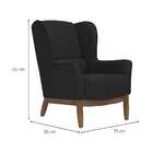 Poltrona Milena Linho Preta E Madeira