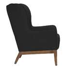 Poltrona Milena Linho Preta E Madeira