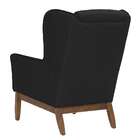 Poltrona Milena Linho Preta E Madeira