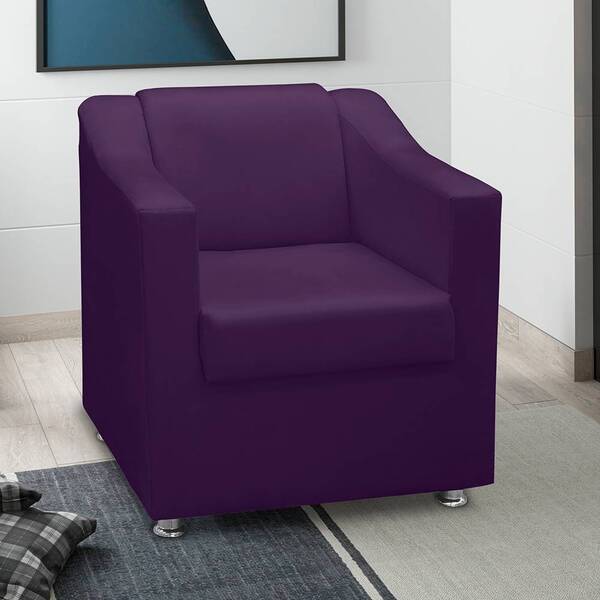 Poltrona Milena Pés Redondos Veludo Roxo Tana Decor