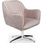 Poltrona Miley Base Giratória Alumínio Veludo Rosê
