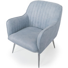 Poltrona Miley Pés Palito Alumínio Suede Camurça Azul Caribe