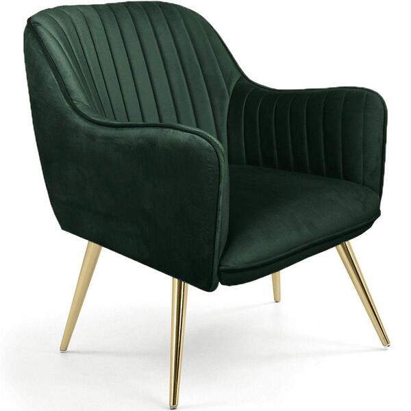 Poltrona Miley Pés Palito Gold Veludo Verde