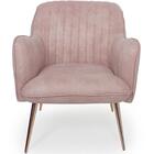 Poltrona Miley Pés Palito Rosê Gold Suede Camurça Crepe