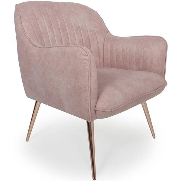 Poltrona Miley Pés Palito Rosê Gold Suede Camurça Crepe