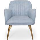 Poltrona Miley Pés Palito Suede Camurça Azul Caribe