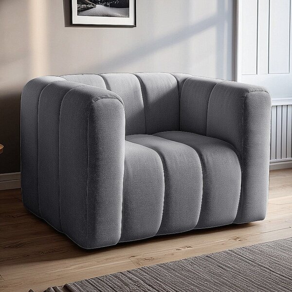 Poltrona Mona Decorativa Retrô Moderna Sala De Estar Cinza