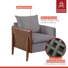 Poltrona Monalisa Pés Em Madeira Maciça Detalhe Corino  Linho